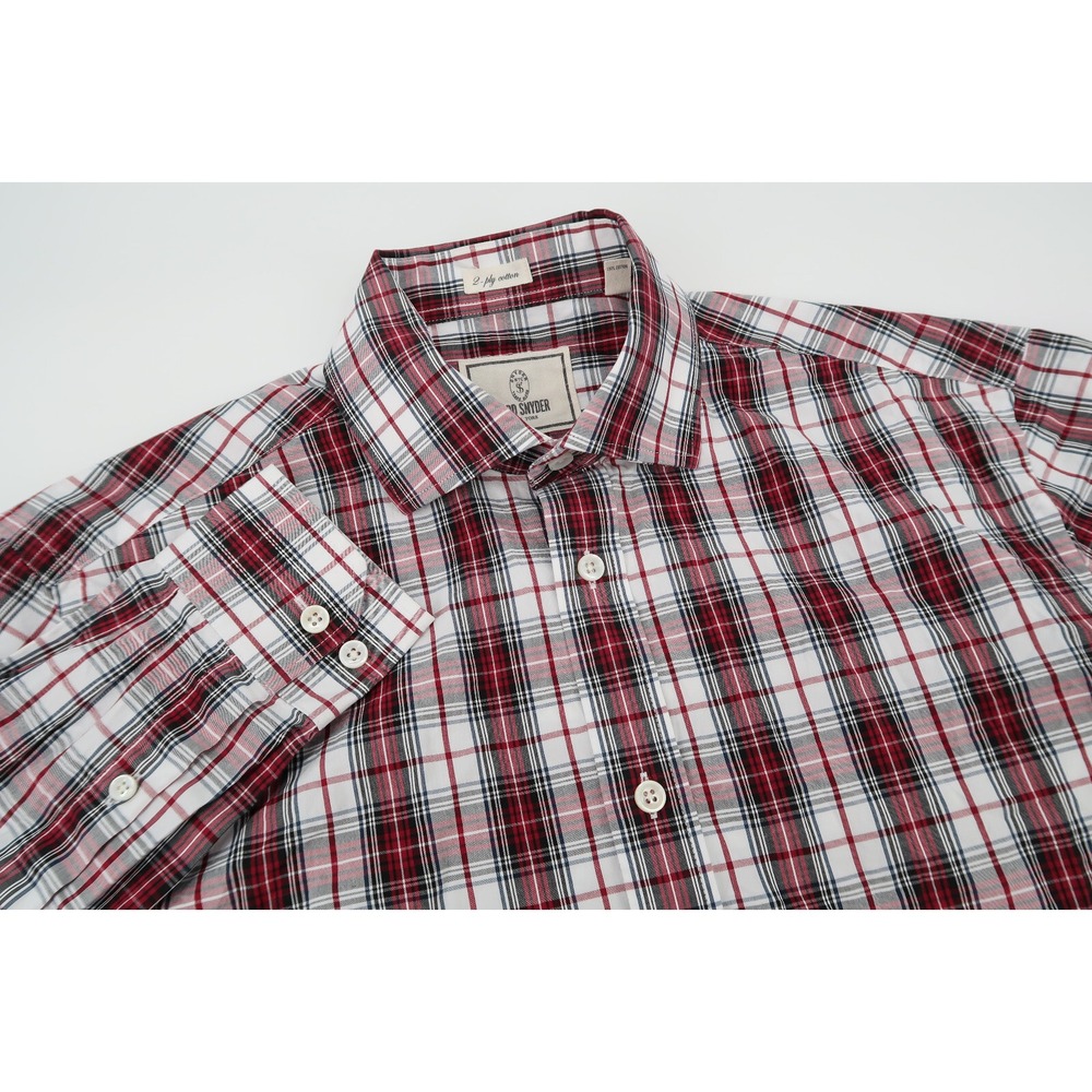 Todd Snyder Shirt Mens 15.5 Red Plaid‎ Oxford Button Front Long Sleeve